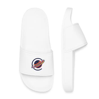 Colorful Planet with Rings Outer Space Motif - Kids’ Pool Sliders - white - Front