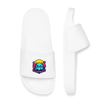 Neon-Puschelmonster - Kinder Badelatschen - Weiß - Vorne