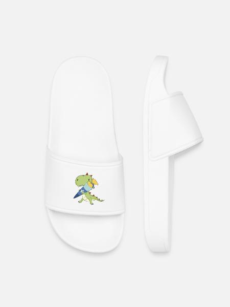 Dino mit Schultüte - Kinder Badelatschen - Weiß