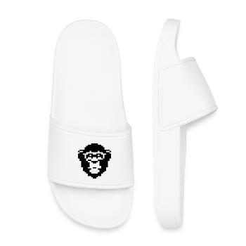 pixelated monkey face design - Kids’ Pool Sliders - white - Front
