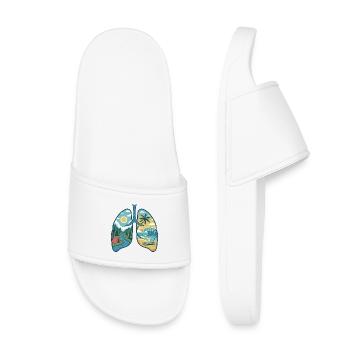Poumons Nature Montagnes Forêt Rivière Plage Vagues de mer - Claquettes enfant - blanc - Devant