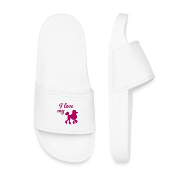 J’adore ma promenade maîtresse maîtresse de cœur de caniche - Claquettes enfant - blanc - Devant