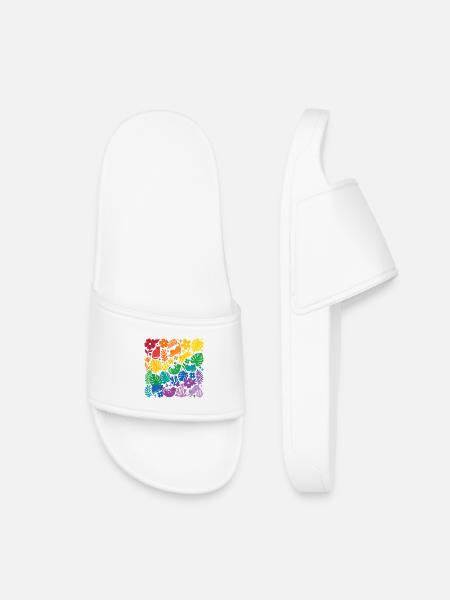 LGBT Pride Month - Rainbow Cats and Flowers - Kids’ Pool Sliders - white