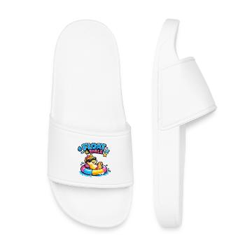 Summer fun dinosaur in a rubber dinghy - Kids’ Pool Sliders - white - Front