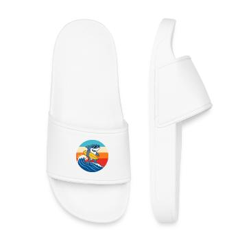 Retro Sunset Surf Cartoon Shark - Kids’ Pool Sliders - white - Front