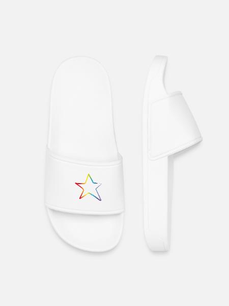 star stern regenbogen outline csd Gay musical - Kinder Badelatschen - Weiß