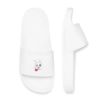 Dessin comique drôle visage effronté langue plaisanterie - Claquettes enfant - blanc - Devant