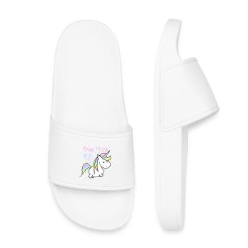 Pastel Rainbow Unicorn Kostenlose Umarmungen - Kinder Badelatschen - Weiß - Vorne
