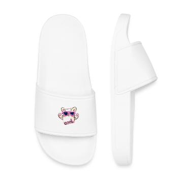 Cat with Sunglasses and Cool Message - Kids’ Pool Sliders - white - Front