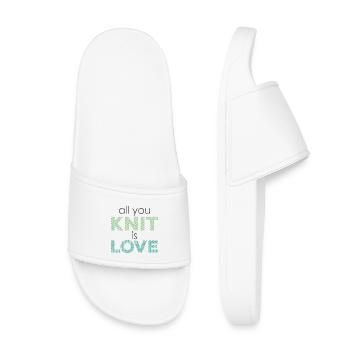 all you knit is love - knitting is love - Kids’ Pool Sliders - white - Front