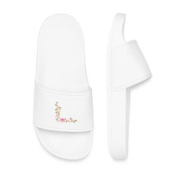 Bamboo with small blossoms and lotus flower. - Kids’ Pool Sliders - white - Front