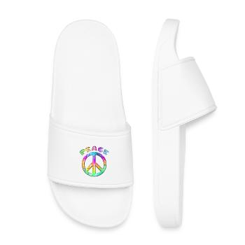 Flower Power Peace Sign Hippie Peace Symbol - Kids’ Pool Sliders - white - Front