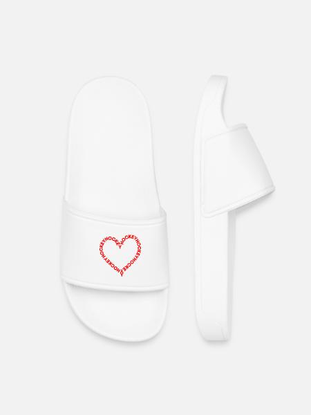 Hockey Valentines Day Heart - Heart - Herz - Kids’ Pool Sliders - white