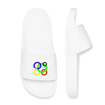 Design Farbige Ringe - Kinder Badelatschen - Weiß - Vorne