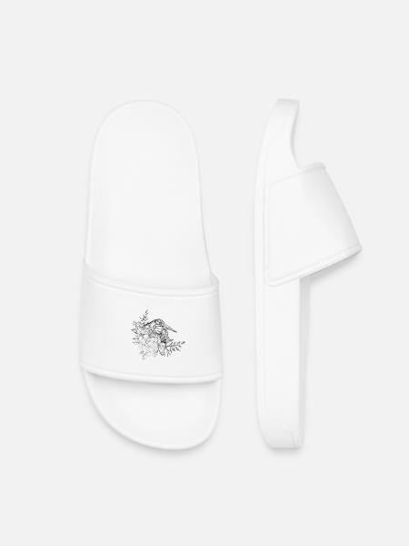 Dessin héron floral - Claquettes enfant - blanc