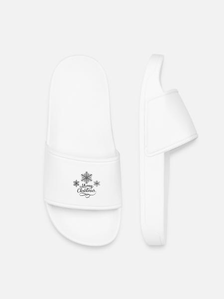 snowflake Merry Christmas - Kids’ Pool Sliders - white