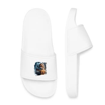 Winterlicher Orangutan Geschenk - Kinder Badelatschen - Weiß - Vorne