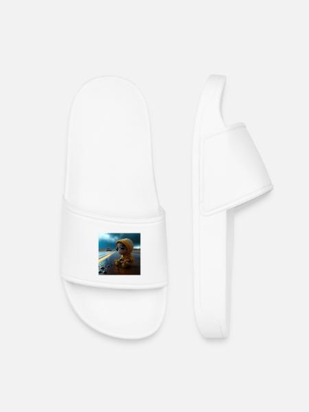 Alien baby lost on the road - Kids’ Pool Sliders - white