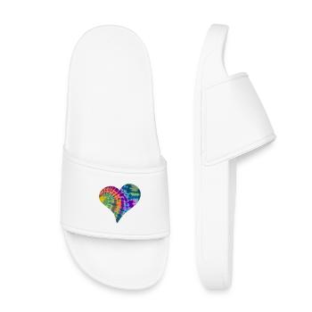 Tie Dye Heart - Kids’ Pool Sliders - white - Front