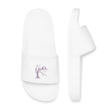 Dead tree with 2 cats silhouette - Kids’ Pool Sliders - white - Front