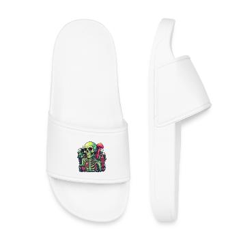 Horror Mushroom Skeleton - Happy Halloween - Kids’ Pool Sliders - white - Front