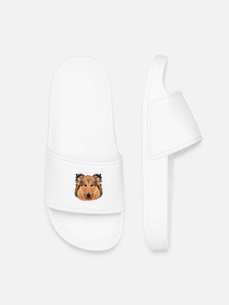hunde tees mädchen, langhaar collie - Kinder Badelatschen - Weiß