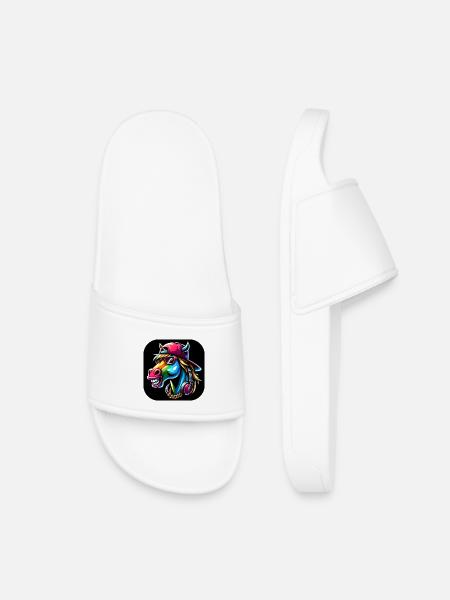 Dessin animé Cheval Rappeur Coloré - Claquettes enfant - blanc