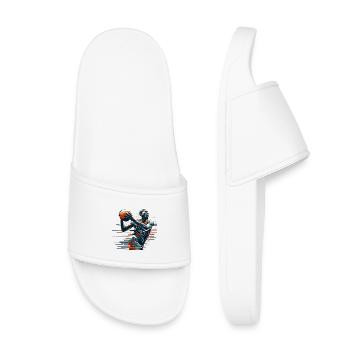 Basketball dynamisch Geschenk - Kinder Badelatschen - Weiß - Vorne