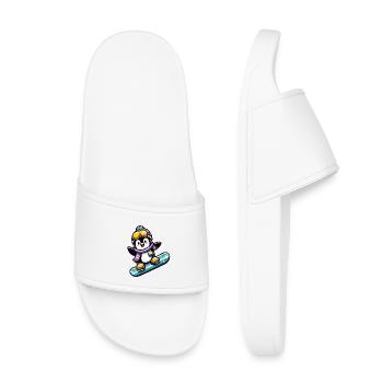 Star du snowboard : le pingouin glissant - Claquettes enfant - blanc - Devant