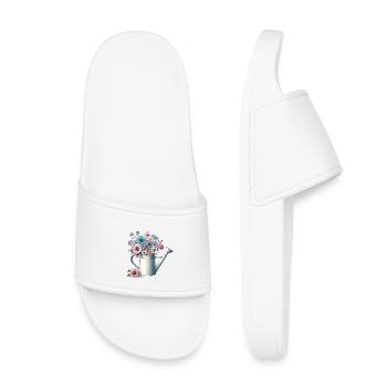 Arrosoir, luxuriant rempli de fleurs aux couleurs pastel - Claquettes enfant - blanc - Devant