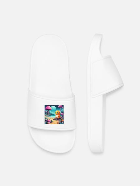 Little monster on the fairytale beach - Kids’ Pool Sliders - white