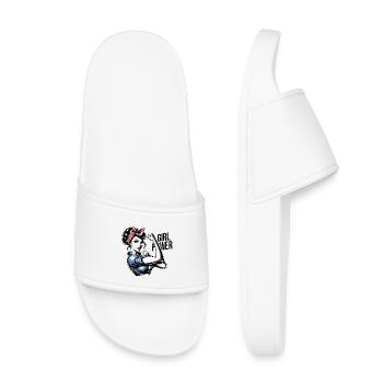 Frauenpower Stärke Frau Rockabilly Geschenk - Kinder Badelatschen - Weiß - Vorne
