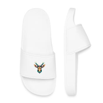 antilope mignon kawaii dessin animé clipart visage d’animal - Claquettes enfant - blanc - Devant