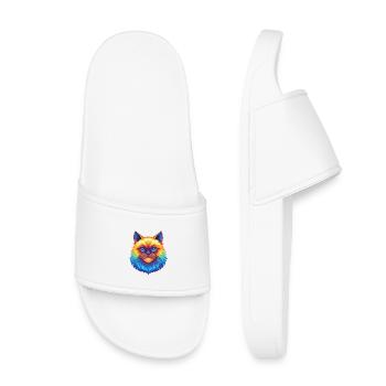 Himalaya Katze Rasse Karikatur Kawaii Tier Haustier - Kinder Badelatschen - Weiß - Vorne