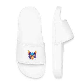 Pixie Bob Cat Breed Cartoon Kawaii Animal Pet - Kids’ Pool Sliders - white - Front