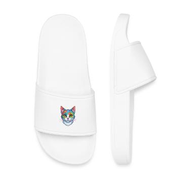 Brazilian Shorthair Cat Breed Cartoon Kawaii Anima - Kids’ Pool Sliders - white - Front