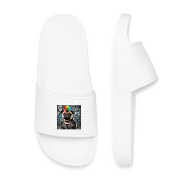 Carlin punk à la crinière arc-en-ciel - Claquettes enfant - blanc - Devant