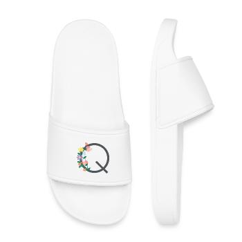 Elégante lettre 'Q' avec des fleurs - Claquettes enfant - blanc - Devant