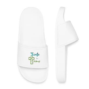Baptism on behalf of the fish dips into the cross Baptismal feast - Kids’ Pool Sliders - white - Front