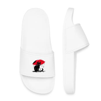 Chat avec parapluie – mauvais temps - Claquettes enfant - blanc - Devant
