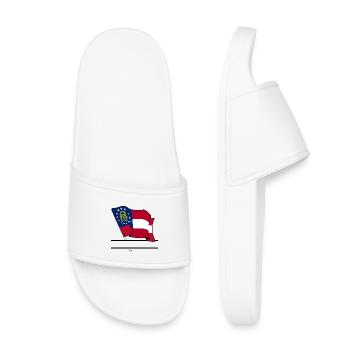 Drapeau Géorgie bandeau de texte - Claquettes enfant - blanc - Devant
