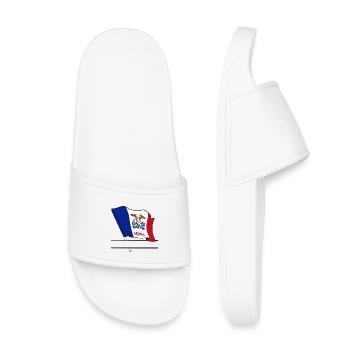 Flag Iowa text banner - Kids’ Pool Sliders - white - Front