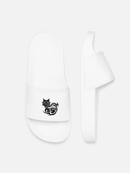 Mystische Katze tribal - Kinder Badelatschen - Weiß