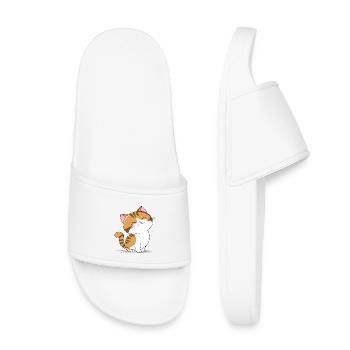 Petit chat mignon - Claquettes enfant - blanc - Devant