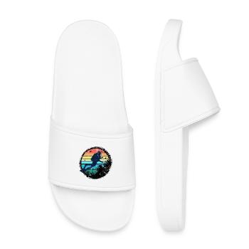Underwater Diver Silhouette with Rainbow Sunset - Kids’ Pool Sliders - white - Front