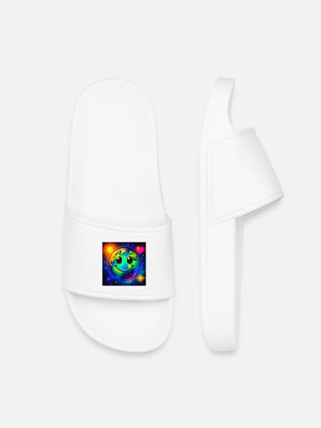 Coloured lucky earth in the neon universe - Kids’ Pool Sliders - white