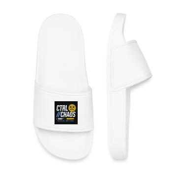 Ctrl Chaos Yellow and Blue - Urban Basketball Design - Kids’ Pool Sliders - white - Front