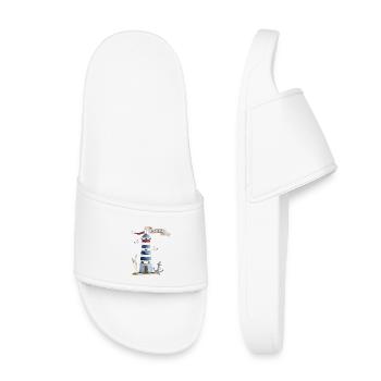 Leuchtturm mit Meerestieren und Banner - Kinder Badelatschen - Weiß - Vorne
