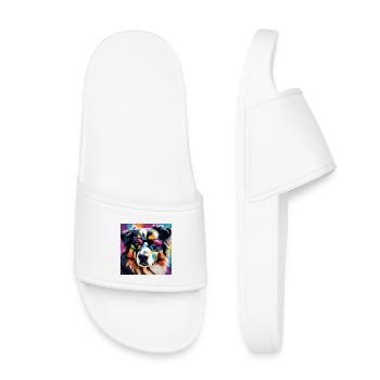 Australian Shepherd Colorful Aussi - Kids’ Pool Sliders - white - Front