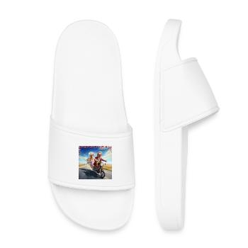 Funny seniors on e-bike ride joie de vivre - Kids’ Pool Sliders - white - Front